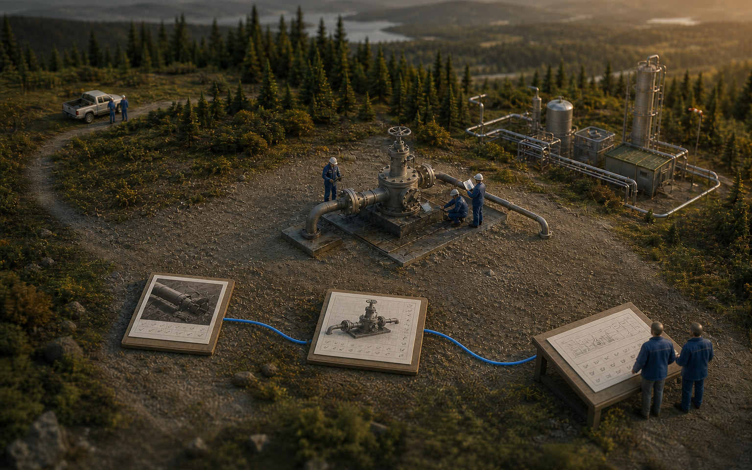 A geothermal component surrounded by its chronological inspection, work, decision, and renewal history.