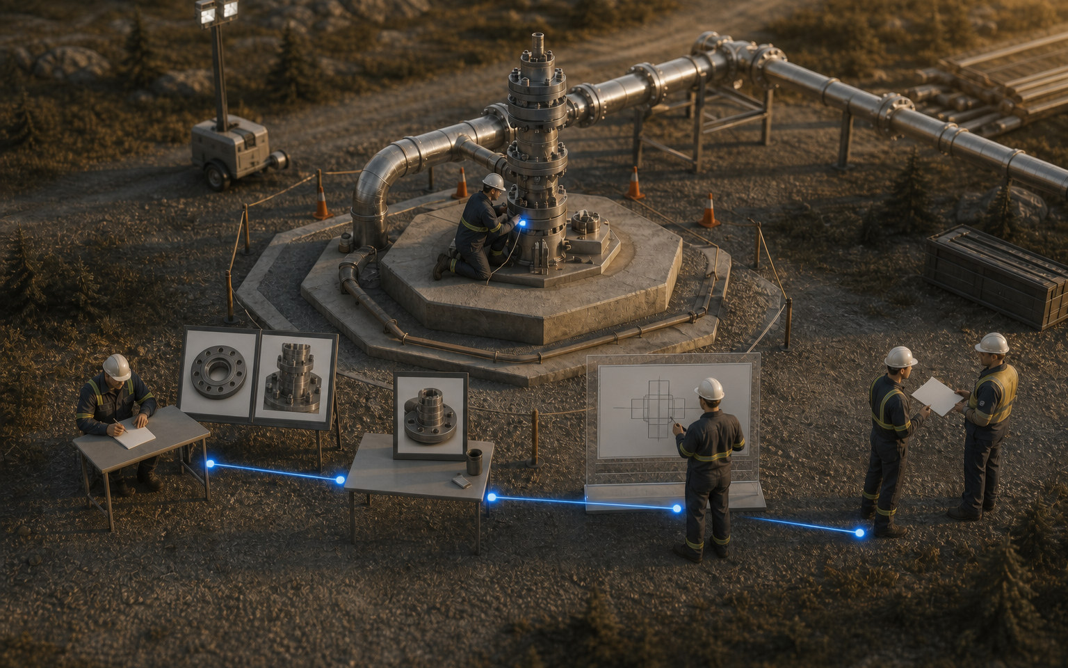 An installed geothermal component connected to inspection, correction, verification, and closeout evidence.