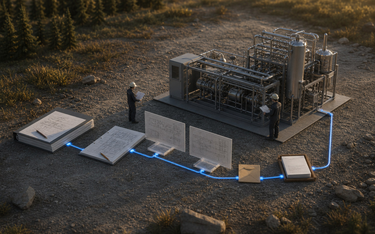 A packaged equipment module connected to vendor requirements, review evidence, and its accepted record.